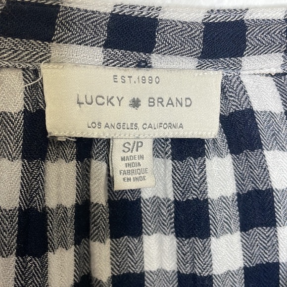 - Lucky Brand Black & White Checkered Long Sleeve Blouse - Picture 4 of 5